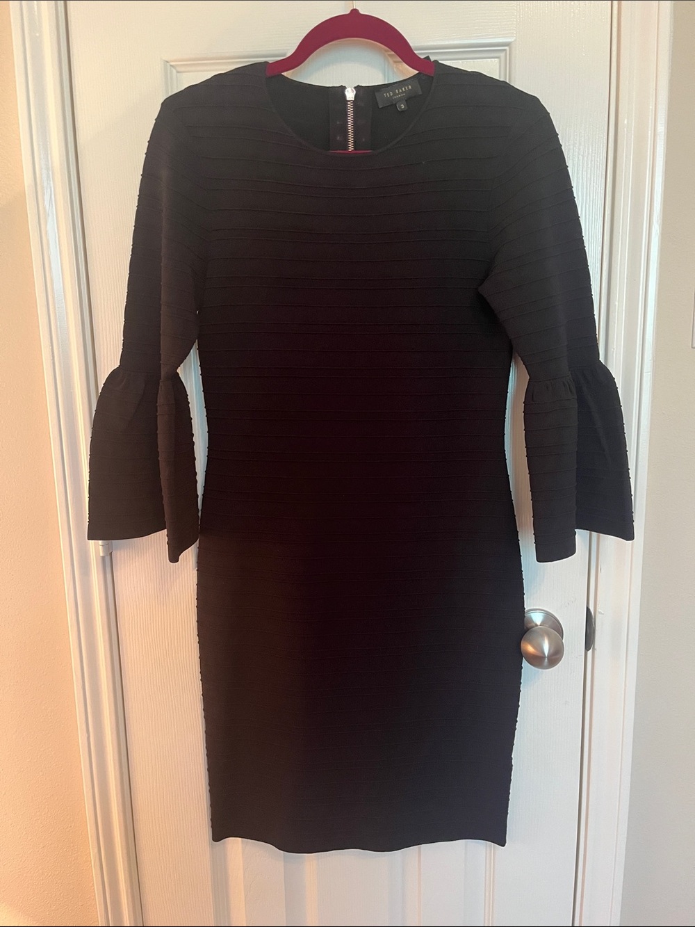 Ted Baker Black Bell Sleeve Sheath Dress - Picture 2 of 15